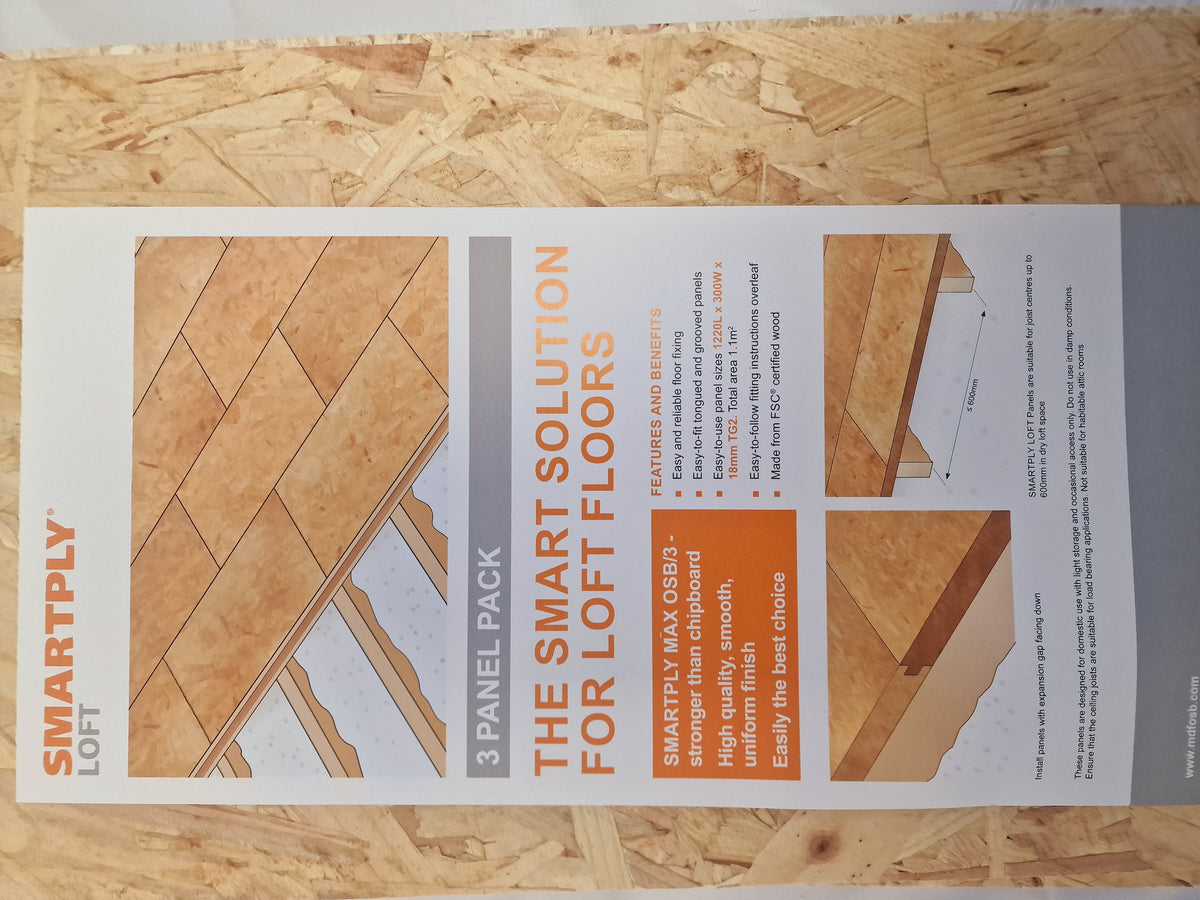1220 X 300 mm OSB Loft Board ( Pack of 12 Total 4.32m2) Loft Storage