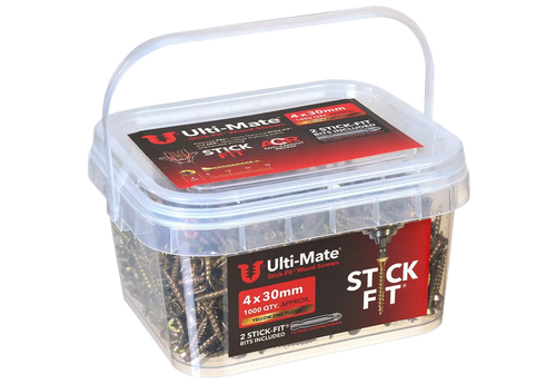 1000 piece tub of 4.0x30mm self-tapping wood screws