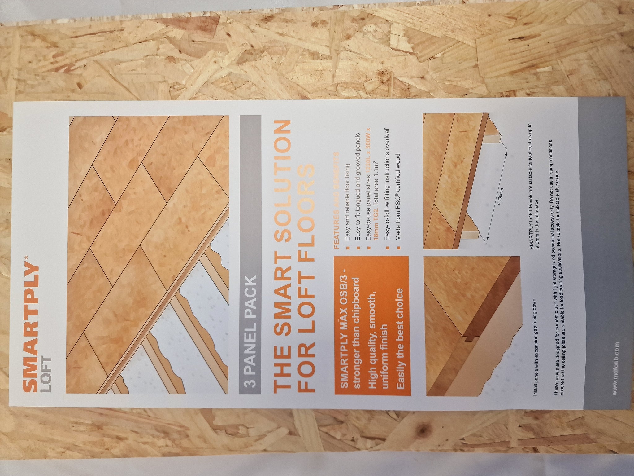 Copy of 1220 X 300 mm OSB Loft Board Pack of 18 ( Total 6.48m2 squared )