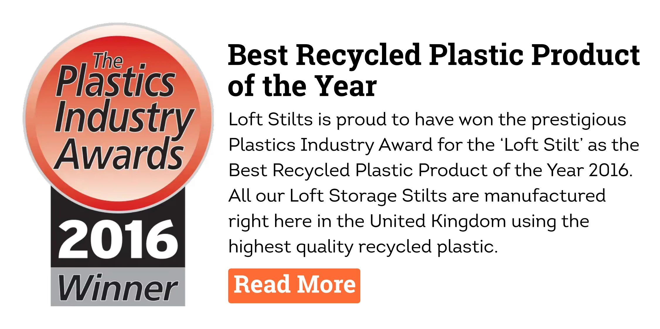 Loft stilts plastic industry award- Made in UK loft storage stilts