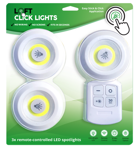 Ultra bright LED Loft Lights - No Wires! No Screws! Fits in Seconds!